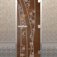 Дверь стеклянная DoorWood Хамам «Весна цветы» бронза, 1900х700 мм