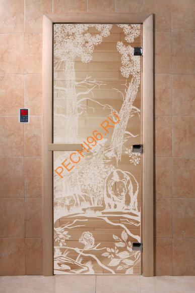 Дверь стеклянная DoorWood «Мишки в лесу прозрачная», 1700х700 мм