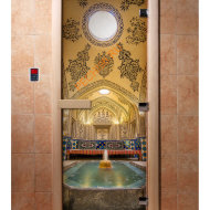 Дверь стеклянная DoorWood с фотопечатью «Фонтан»