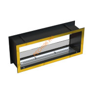 Биокамин сквозной 1300х500х300 мм, стекло тонированное, рамки латунь