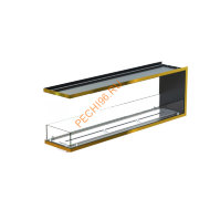 Торцевой биокамин 1400х500х300 мм, стекло, рамка латунь