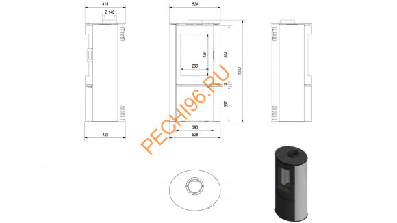Печь-камин KRATKI KOZA/AB/S/DR/KAFEL