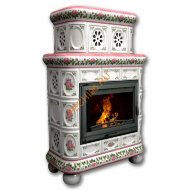 Печь-камин КимрПечь Медальон пристенный двухъярусный Розы