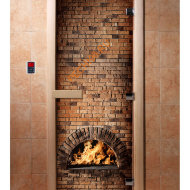 Дверь стеклянная DoorWood с фотопечатью «Старинный очаг»