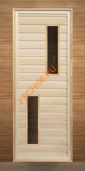 Дверь «Липа» с 2-мя стеклами коробка 1900х700 мм, осина