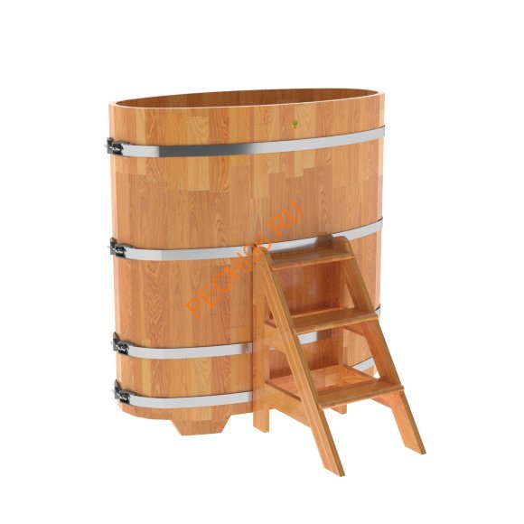 Купель для бани BentWood овальная из сращённой лиственницы, 0,69х1,31 м