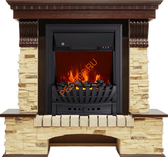 Электрокамин Royal Flame Pierre Luxe темный дуб/сланец с очагом Aspen