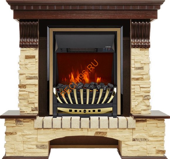 Электрокамин Royal Flame Pierre Luxe темный дуб/сланец с очагом Aspen