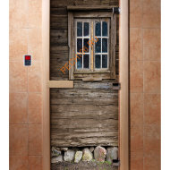 Дверь стеклянная DoorWood с фотопечатью «Избушка»