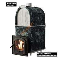 Печь банная Калита Арочная ПРО Панорама чугунная, змеевик