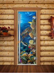 Дверь стеклянная DoorWood «Престиж», 700х1900мм, с фотопечатью «Коралловый риф»