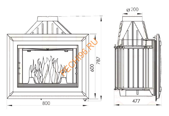 Каминная топка Мета Фламбокс 800 Каминная топка Мета Фламбокс 800
