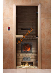 Дверь стеклянная DoorWood с фотопечатью «Вьется в тесной печурке огонь»