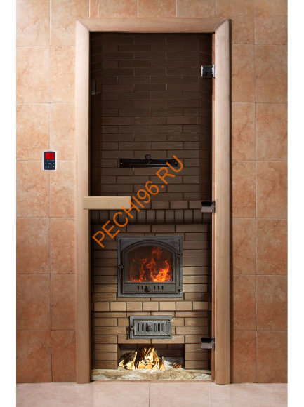 Дверь стеклянная DoorWood с фотопечатью «Вьется в тесной печурке огонь»