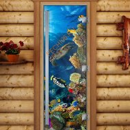 Дверь стеклянная DoorWood «Престиж», 800х2000мм, с фотопечатью «Коралловый риф»