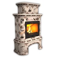 Печь-камин КимрПечь Прованс центральный двухъярусный Зима в лесу с дровником