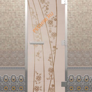 Дверь стеклянная DoorWood Хамам «Весна цветы» сатин, 2000х800 мм