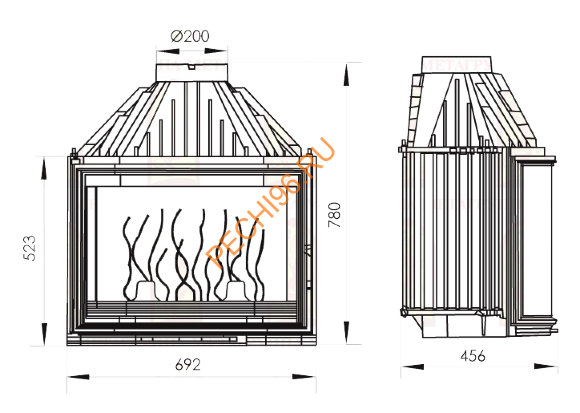 Каминная топка Мета Призма 700 б/п Каминная топка Мета Призма 700 б/п