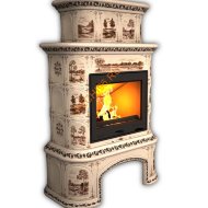 Печь-камин КимрПечь Прованс центральный двухъярусный Деревня с дровником