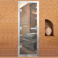 Дверь в хамам стеклянная Арта Престиж 60G Прозрачная, коробка алюминий с порогом