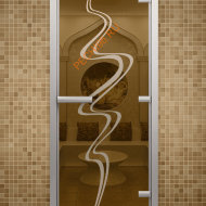 Дверь стеклянная ALDO «Торнадо» коробка алюминий с порогом