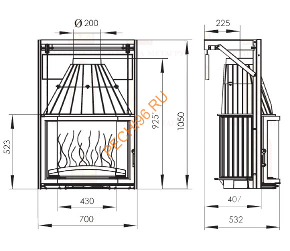 Каминная топка Мета Призма 700П Каминная топка Мета Призма 700П