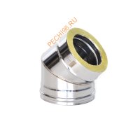 Сэндвич-отвод 45° ТиС Стандарт, нержавейка AISI 304/304, D150/250 мм