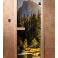 Дверь стеклянная DoorWood с фотопечатью «Древний Урал»