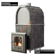 Печь банная Калита Арочная ПРО Панорама нержавеющая сталь, cерпентинит Бархат