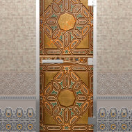Дверь стеклянная DoorWood Хамам с фотопечатью «Восточный узор», 2000х800 мм