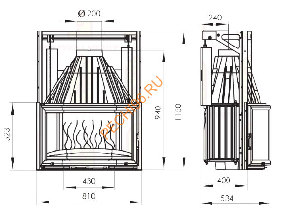 Каминная топка Мета Призма 850П Каминная топка Мета Призма 850П