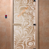 Дверь стеклянная DoorWood «Хохлома сатин», 1900х600 мм