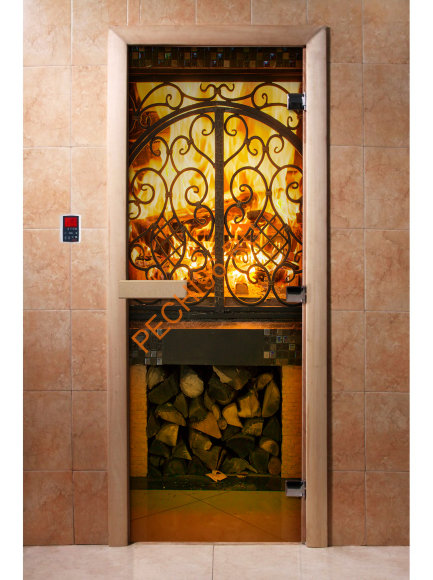 Дверь стеклянная DoorWood с фотопечатью «Пламя»