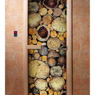 Дверь стеклянная DoorWood с фотопечатью «Хвойный микс»