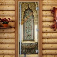 Дверь стеклянная DoorWood «Престиж», 800х2000мм, с фотопечатью «Арабская арка»