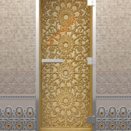 Дверь стеклянная DoorWood Хамам с фотопечатью «Ажур», 1900х700 мм