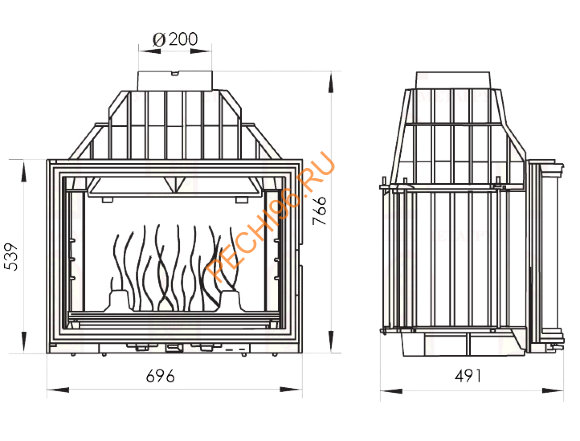 Каминная топка Мета Панорама 700 б/п Каминная топка Мета Панорама 700 б/п