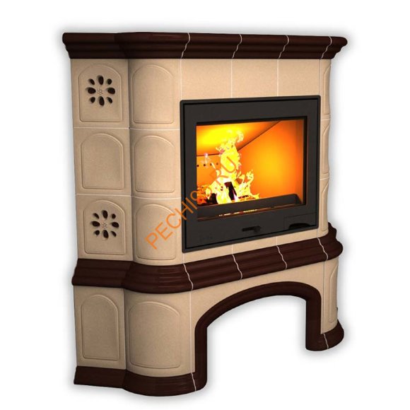 Печь-камин КимрПечь Прованс угловой Шоколад с дровником