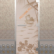 Дверь стеклянная DoorWood Хамам «Голубая лагуна» сатин, 1900х700 мм