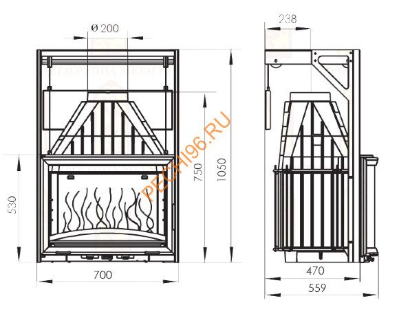 Каминная топка Мета Панорама 700 П Каминная топка Мета Панорама 700 П
