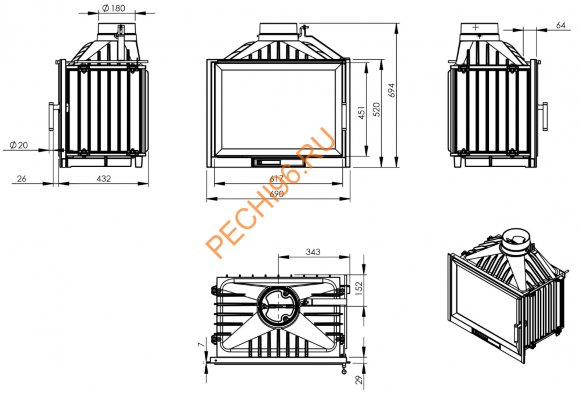 Каминная топка NORDflam TRENT 12