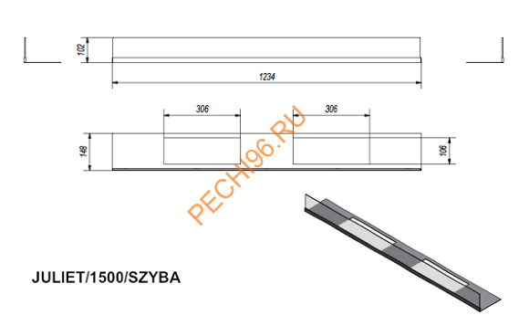 Стекло декоративное для биокамина Juliet/1500