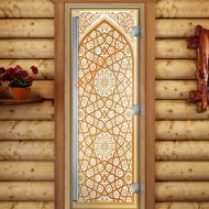 Дверь стеклянная DoorWood «Престиж», 800х2000мм, с фотопечатью «Золотой орнамент»