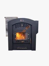 Печь для бани Молов Сталь Делимая 530 с баком 65л, каминная дверца, конвектор