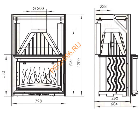 Каминная топка Мета Панорама 800 П Каминная топка Мета Панорама 800 П