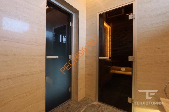 Дверь стеклянная Арта Престиж 60G Бронза, коробка алюминий с порогом