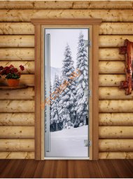 Дверь стеклянная DoorWood «Престиж», 700х1900мм, с фотопечатью «Сибирь»