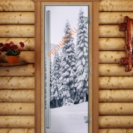 Дверь стеклянная DoorWood «Престиж», 700х1900мм, с фотопечатью «Сибирь»