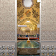 Дверь стеклянная DoorWood Хамам с фотопечатью «Фонтан», 1900х700 мм