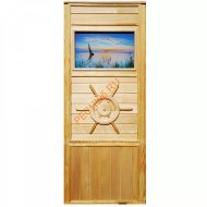 Дверь DoorWood «Штурвал со стеклом Парусник», 1850х750 мм
